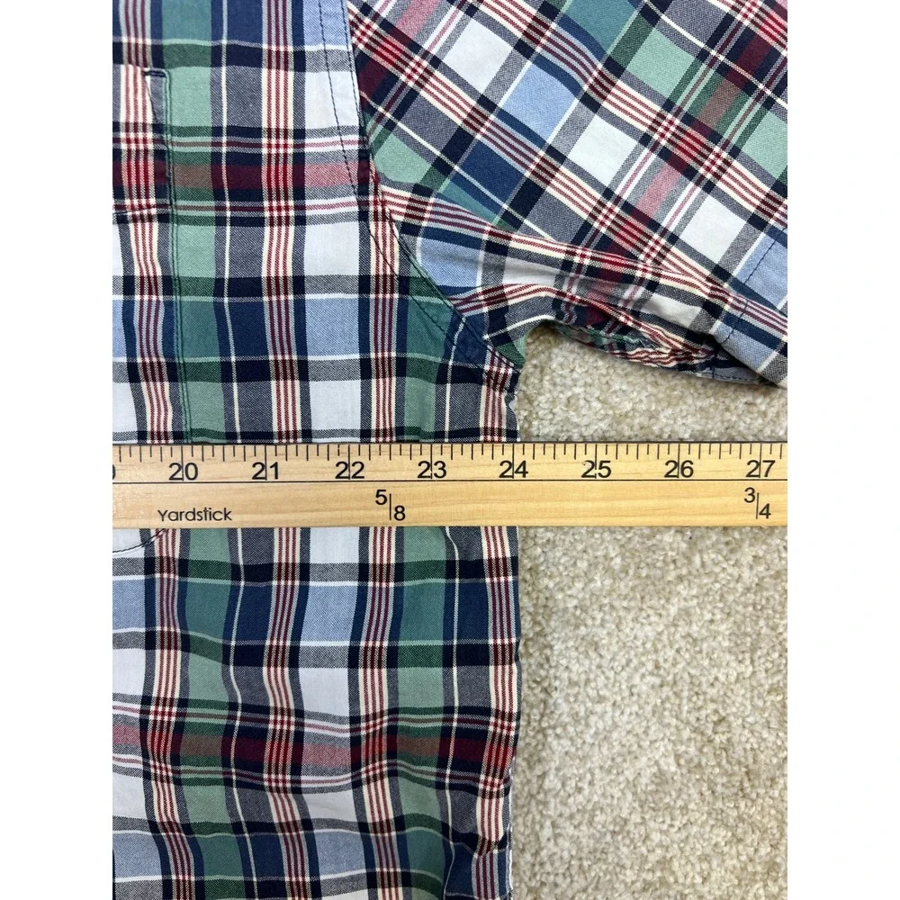 Eddie Bauer Plaid Short Sleeve Button Up‎ Shirt Men's Large L Cotton